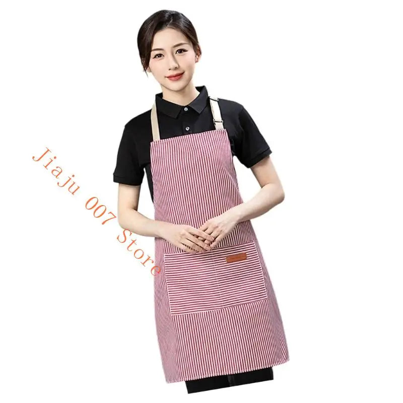 Striped Polycotton Kitchen Apron with Adjustable Straps Kitchen Apron Vue