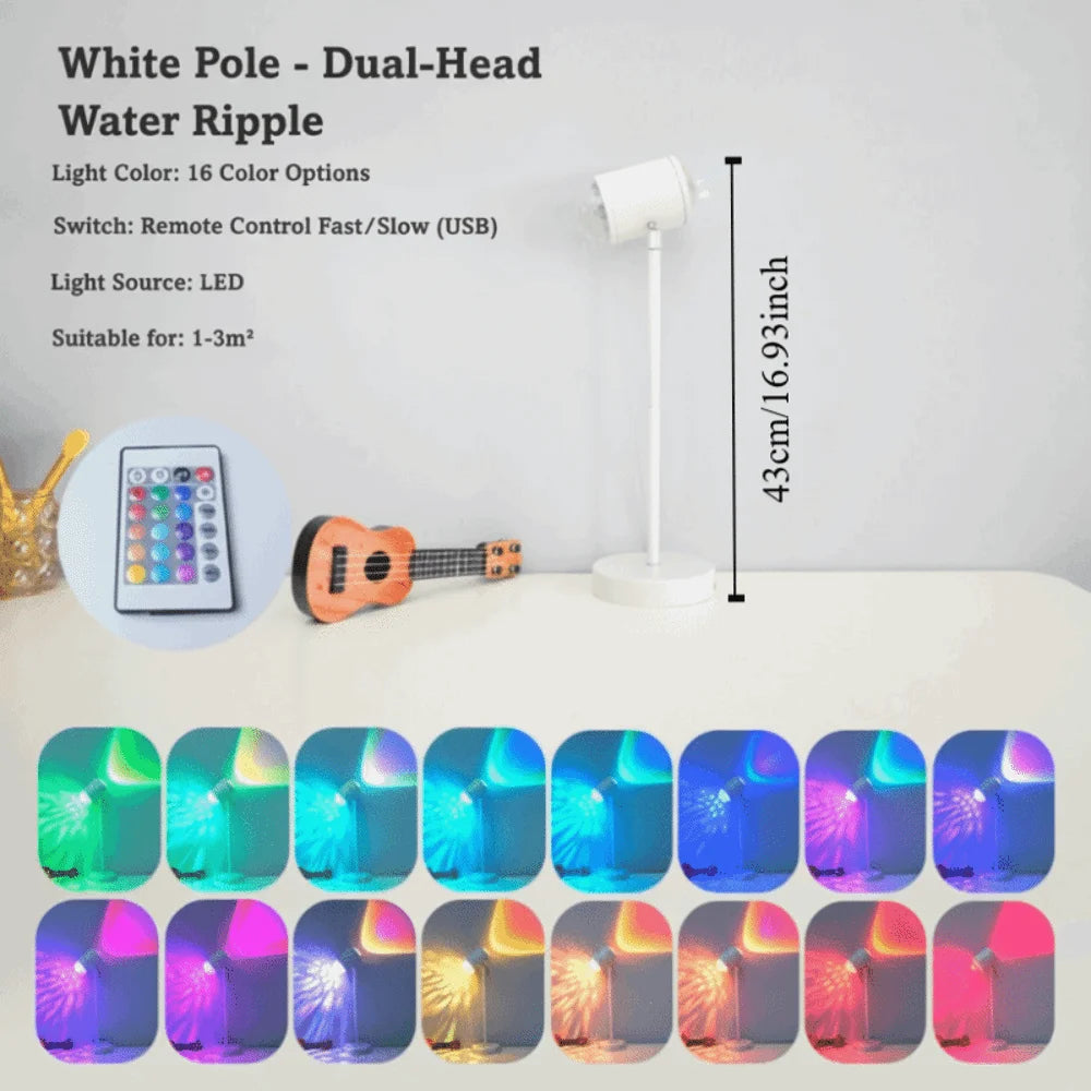 16 Colors Water Ripple Lamp 360° Rotation Corrugated Light Dual-Head Design Internet Famous 36v Sunset Lamp Living Room Vue