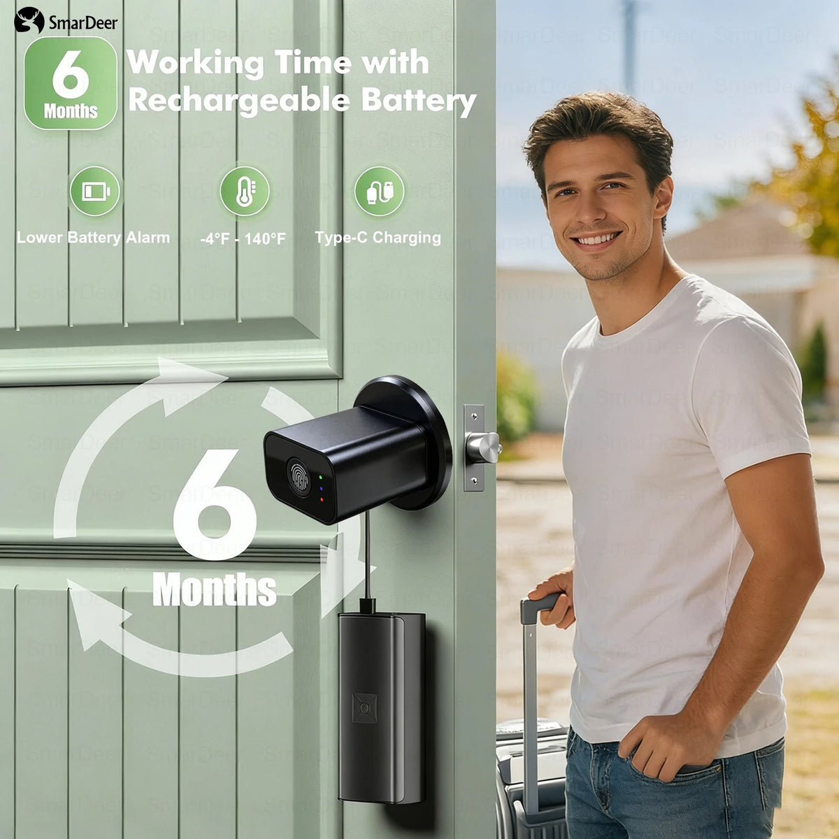 Smart Fingerprint Door Lock, Biometric Door Knob with Tuya APP Control, Physical Key, Keyless Entry Lock for Home, Office Vue