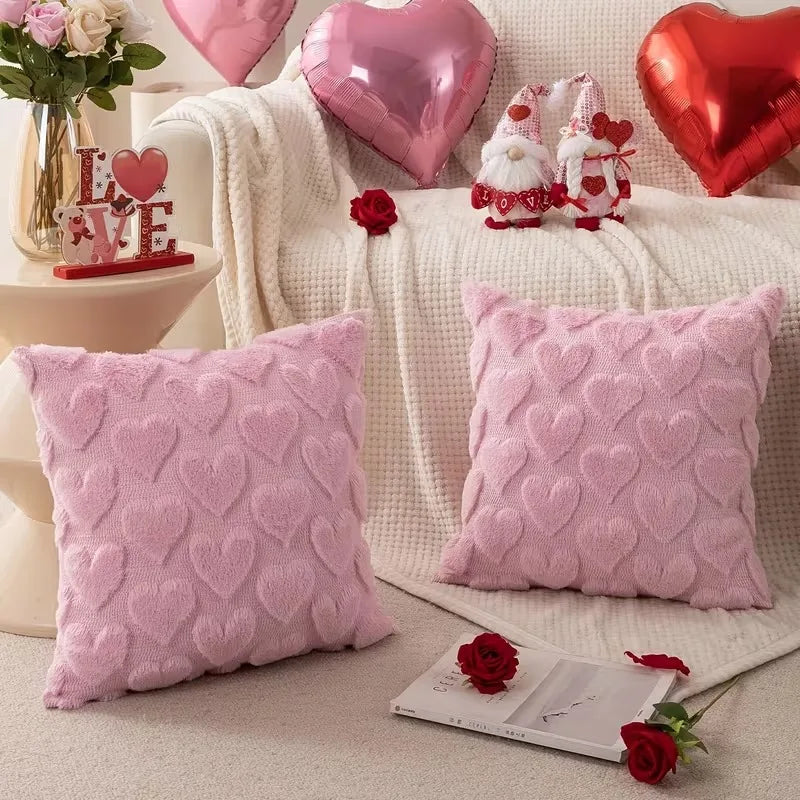 Multi Scene Valentines Day Plush Pillow Cover for Living Room Sofa Bedroom Soft Cushion Case Cozy Home Accent Gift Vue