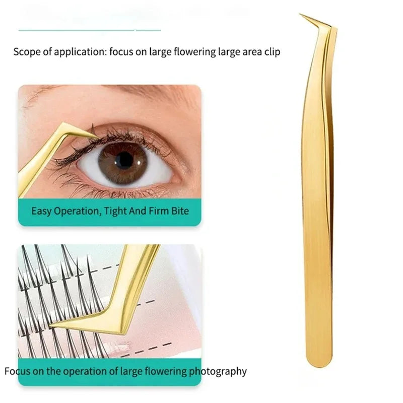 High Precision Lash Tweezers Set - Includes 3 Stainless Steel Eyelash Tweezers for Classic Individual and Volume Lash Extensions Vue