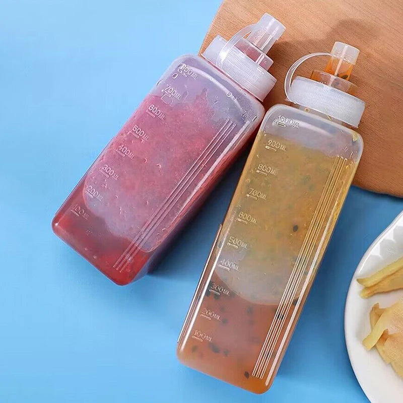 600/800/1000ML Squeeze Sauce Bottles Condiment Dispenser Large Mouth Dustproof Kitchen Seasoning Salad Sauce Olive Oil Bottle Vue