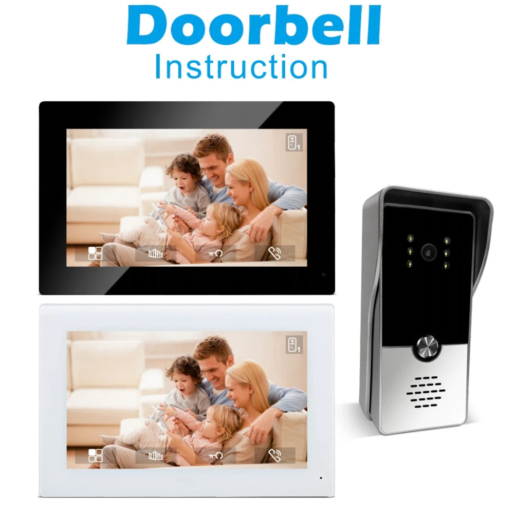7inch Color Wired Video Intercom System Visual Doorphone Camera Video Doorbell Door Phone Kits for Home IP Villa Apartment M72T Vue
