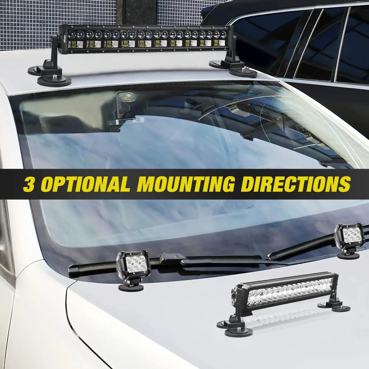Nilight 2PCS Magnetic Base Light Bar Mount Strong Holder with Rubber Boot for LED Pod Work Lights Off Road Truck SUV Vue