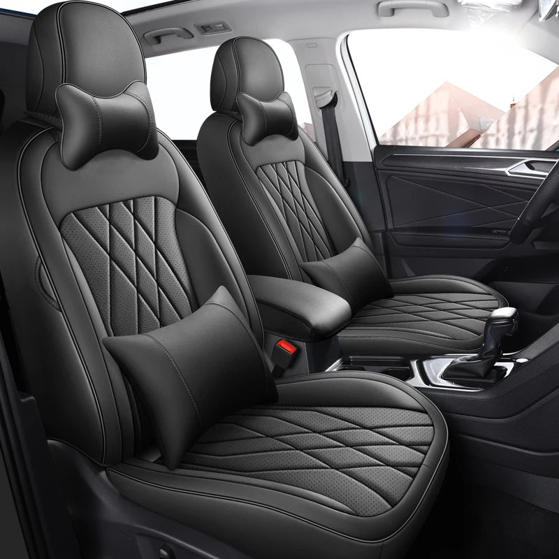 Full Coverage Luxury Car Special Seat Covers For Volkswagen VW Tiguan L 2017-2024 Waterproof PU Leather Non-slip Auto Parts Vue