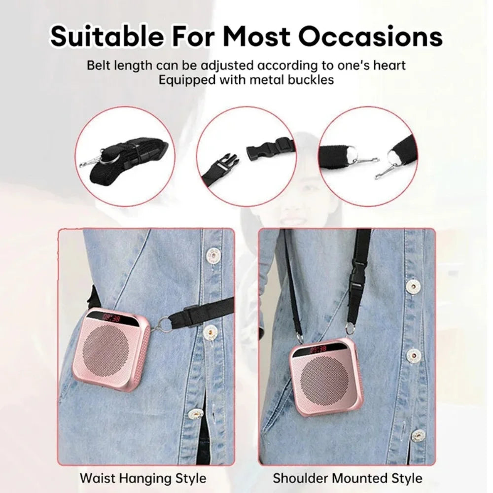Portable Voice Amplifier Megaphone Mini Audio Speaker With Microphone Rechargeable Ultralight Loudspeaker For Teachers Vue