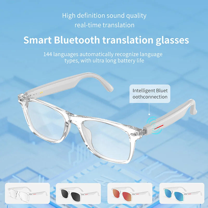 Translator Glasses AI 144 Languages Bluetooth Translation Sunglasses Chat Intelligent Real-time Voice Rssistant Smart Glasses Vue