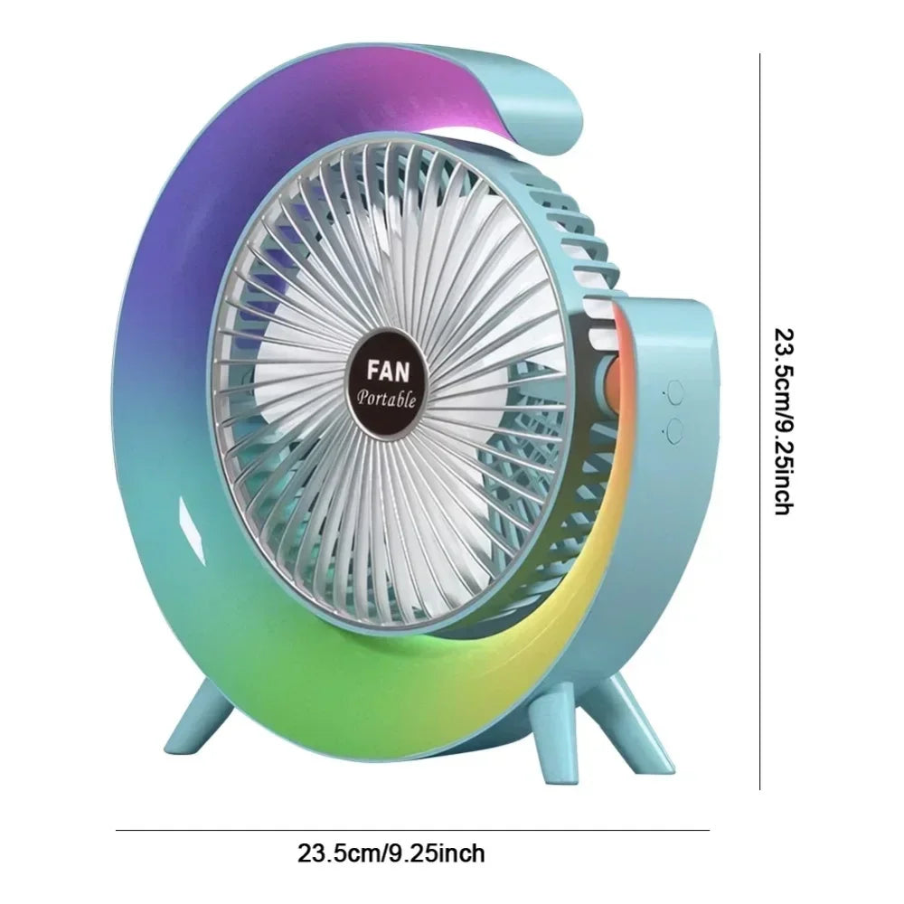 Portable Fan USB Rechargeable Fan LED 7 Colors Electric fan 180°Adjustable summer Camping fans 3 Speeds mini Fan for xiaomi Fan Vue