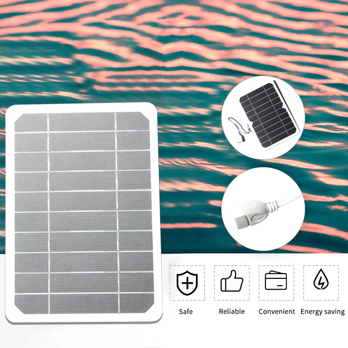 5W 5V Small Solar Panel with USB DIY Monocrystalline Silicon Solar Cell Waterproof Camping Portable Power Solar Panel Vue