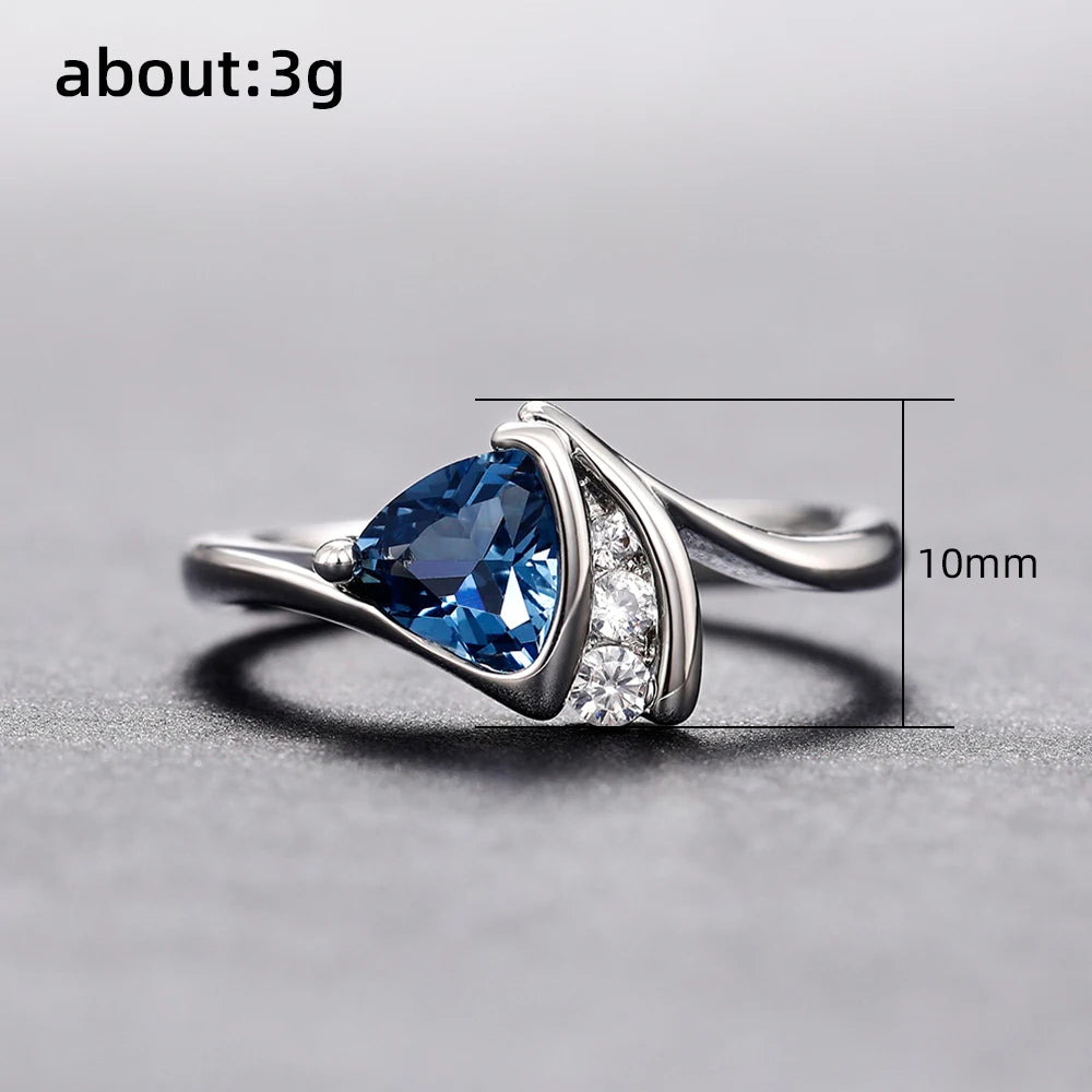 Huitan Cubic Zirconia Geometric Ring for Women | Wedding Band Cubic Zirconia Ring Vue