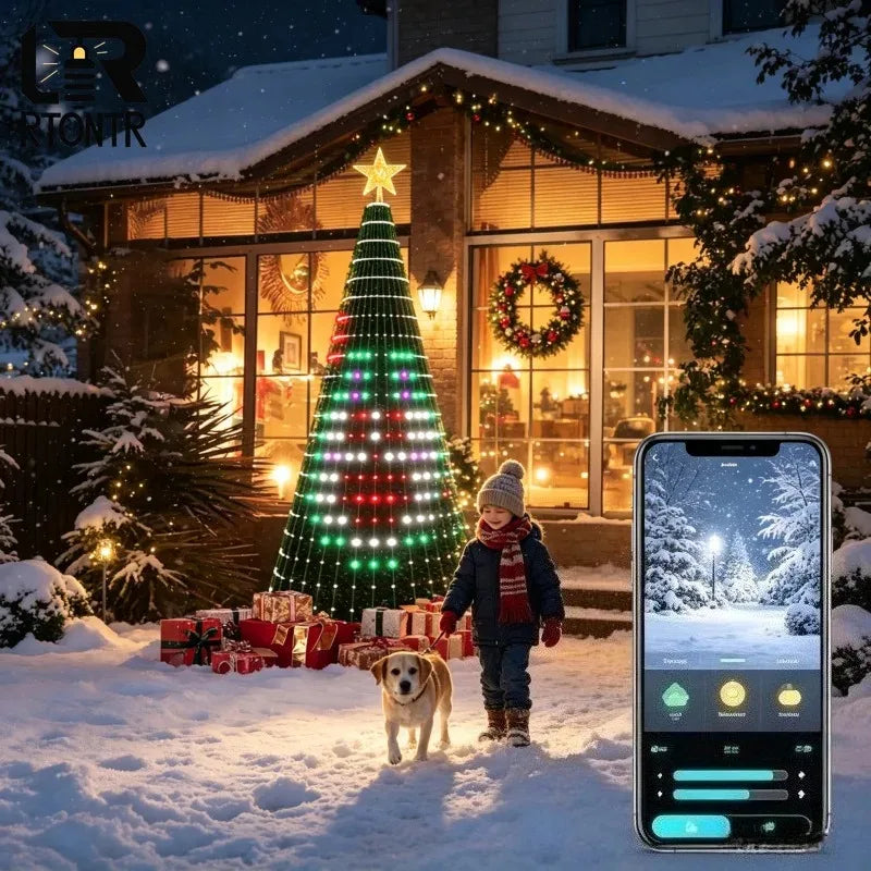 Smart RGB Christmas Tree Topper Light, Bluetooth APP Remote Controlled LED Star Lamp with Timer Music Sync Holiday Decor Vue