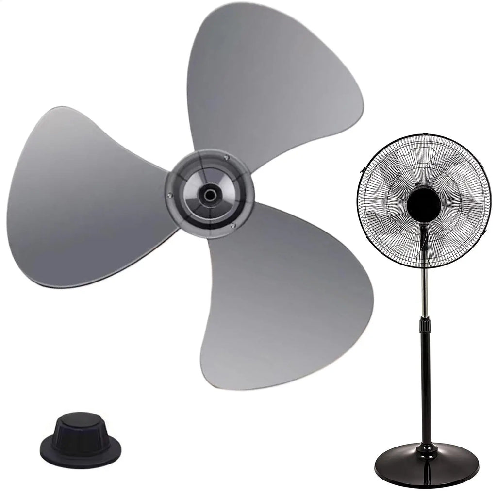 Universal 16 Inch Fan Blade Replacement Standing Floor Fan Leaf with Nut Cover Replacement Part for Living Room Bedroom Basement Vue