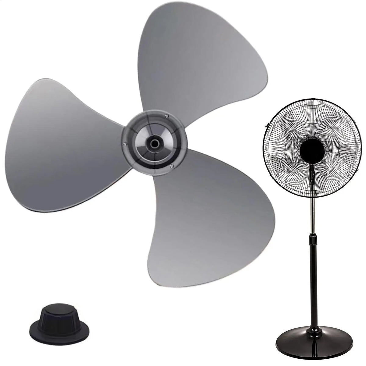 Universal 16 Inch Fan Blade Replacement Standing Floor Fan Leaf with Nut Cover Replacement Part for Living Room Bedroom Basement Vue