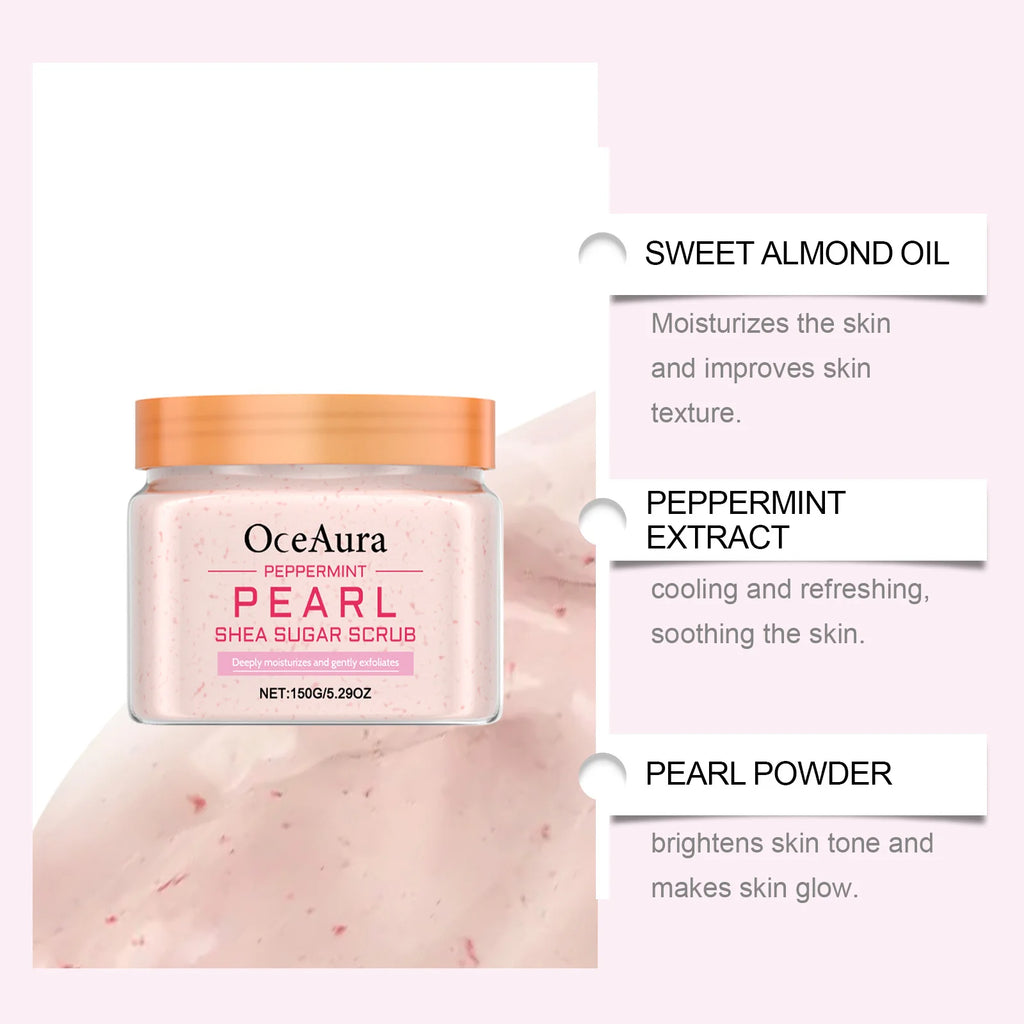 Mint & Pearl Body Scrub - Moisturizing Body Scrub for Smooth Skin, Deep Cleansing and Long-Lasting Hydration Vue