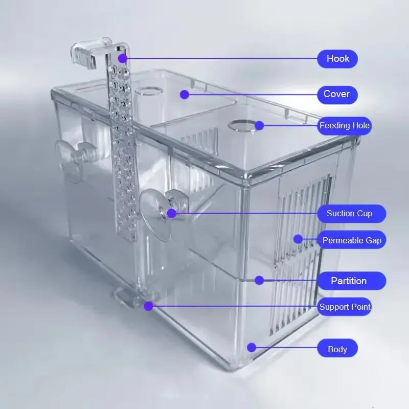Acrylic Highly Transparent Aquarium Fish Breeding Isolation Box Fish Tank Aquarium Breeder Double Guppies Hatching Incubator Vue