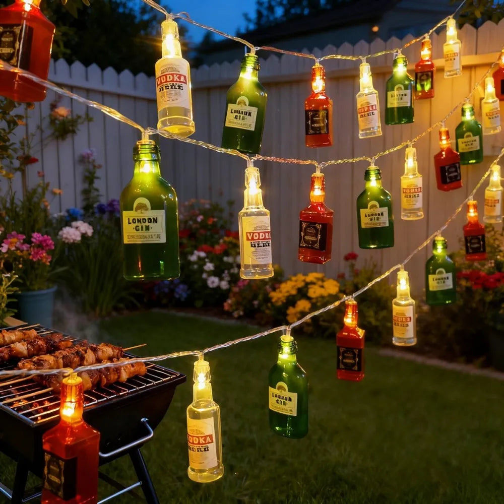1pc LED Wine Bottle String Lights,Beer Bottle String Lights for Indoor Bars Walls Party Home Birthday Christmas,Battery Powered Vue Warm White 1PC 3M20LED