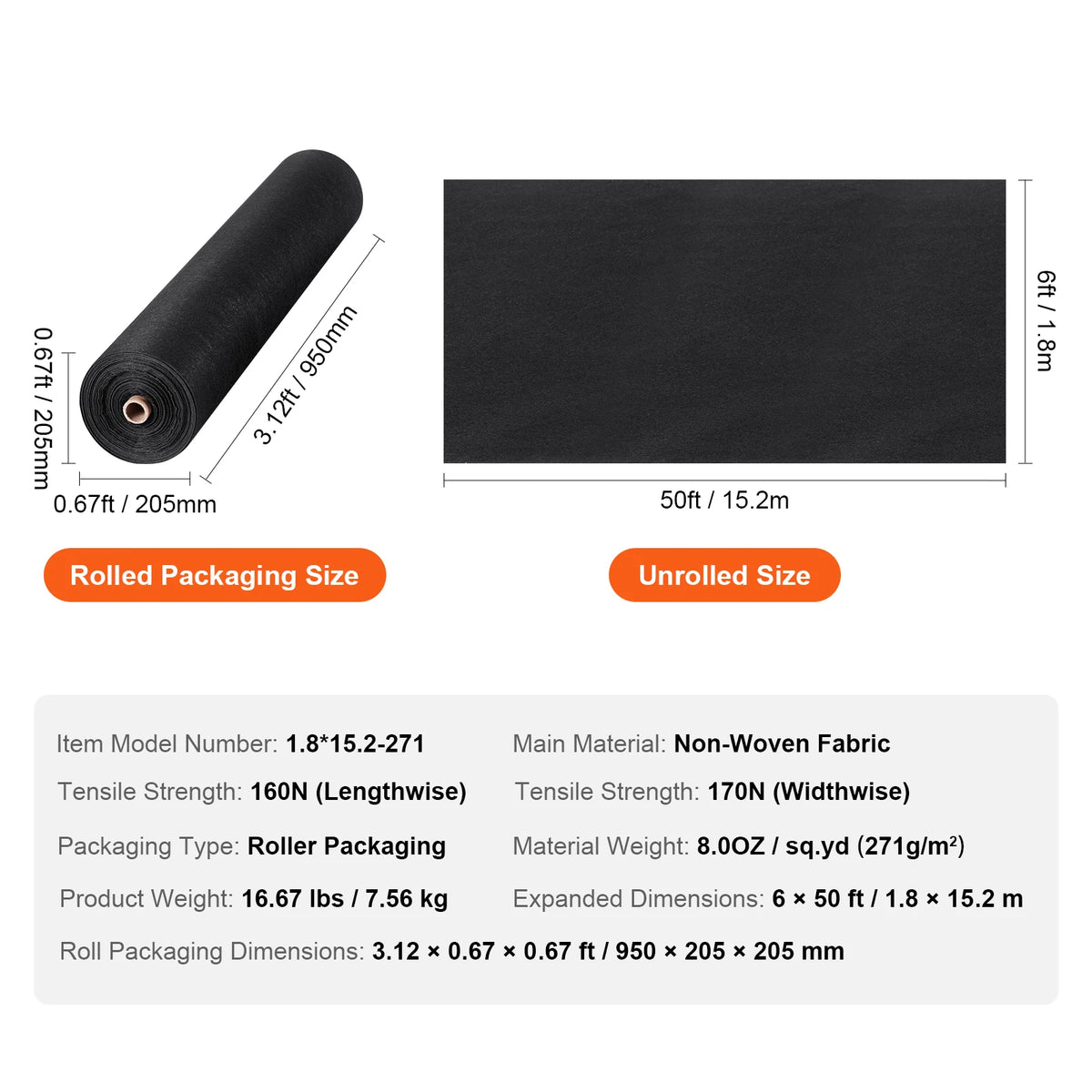 Heavy-Duty Non-Woven Geotextile Fabric 6x50 ft Weed Barrier Geotextile Weed Barrier Vue 6x50ft Poland