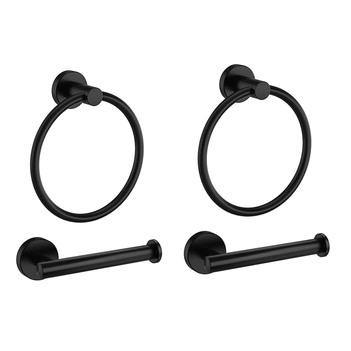 ABKW-4Pcs Bathroom Hardware Black Towel Ring And Toilet Paper Holder Stainless Steel Bathroom Hand Towel Holder Towel Vue