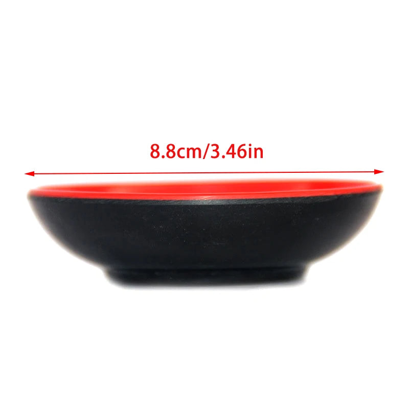 3pcs Red And Black Round Sauce Dishes Food Dipping Bowls Melamine Seasoning Dish Appetizer Plates Round Seasoning Dish〔CC11〕 Vue S