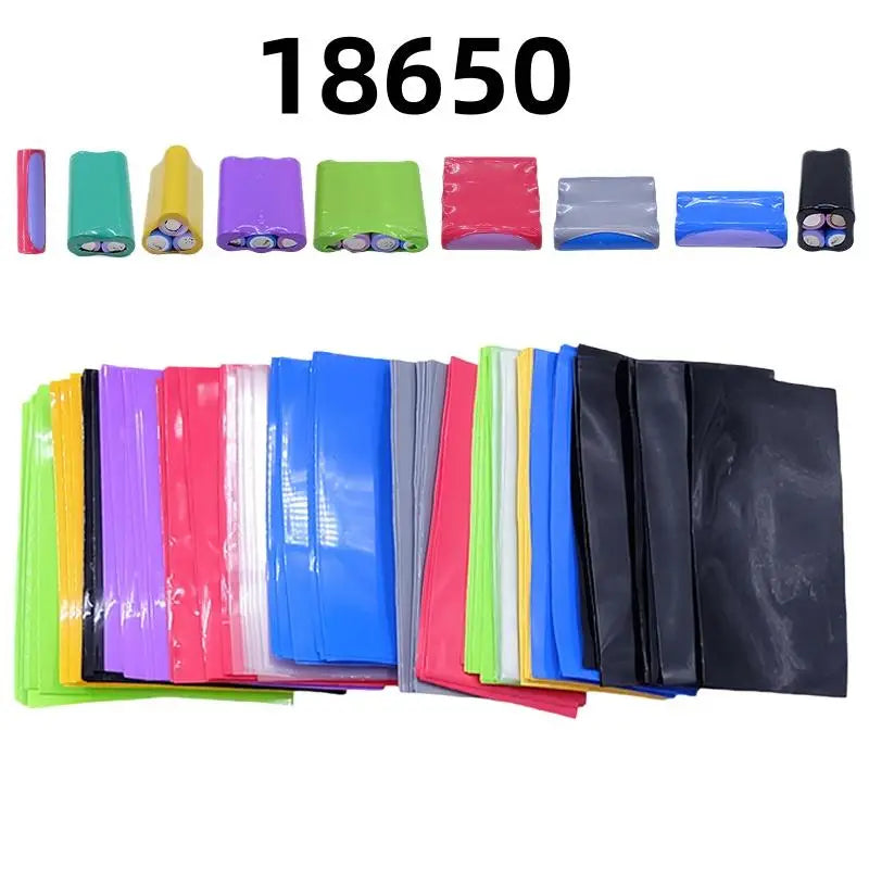 100Pcs Self-Adhesive Insulator Flat PVC Heat Shrink Tubing Battery Wrap For 18650 Lithium Battery Heat Shrink Tube Assorted Kit Vue