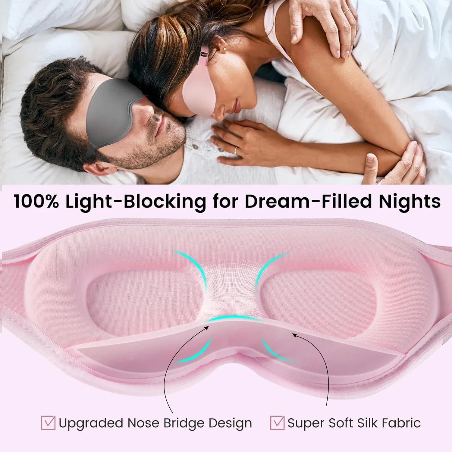 Eye Mask Sleeping 3D Contoured 100 Light Blocking Blindfold Soft Zero