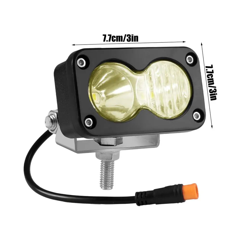 Front Bike Light 6500K Waterproof Headlight 20W Electric Bike LED Lights 3-Pin Connector for Motorcycle ATV Night Riding Outdoor Vue Yellow