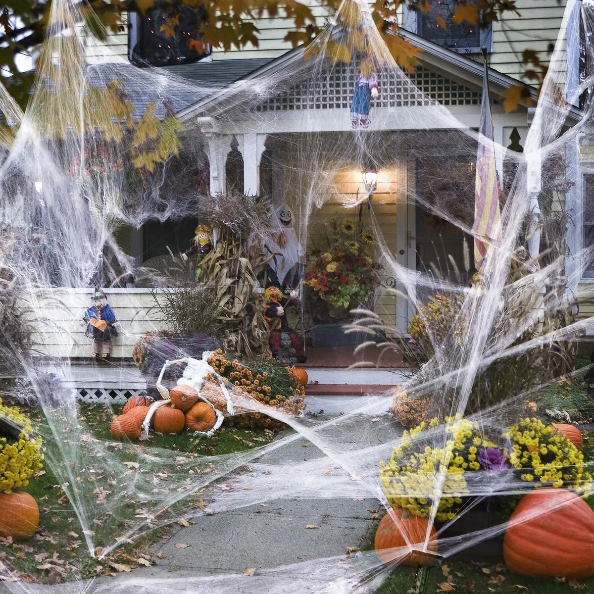 White Spider Web For Halloween Decorations Artificial Stretchy Cobweb For Halloween Scary Party Scene Decor Haunted House Props Vue