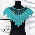 Sew on Beaded Applique Sequins Lace Collar Shining DIY Craft Lace Neckline Exquisite Neckline Patch Women Clothes Vue Blue