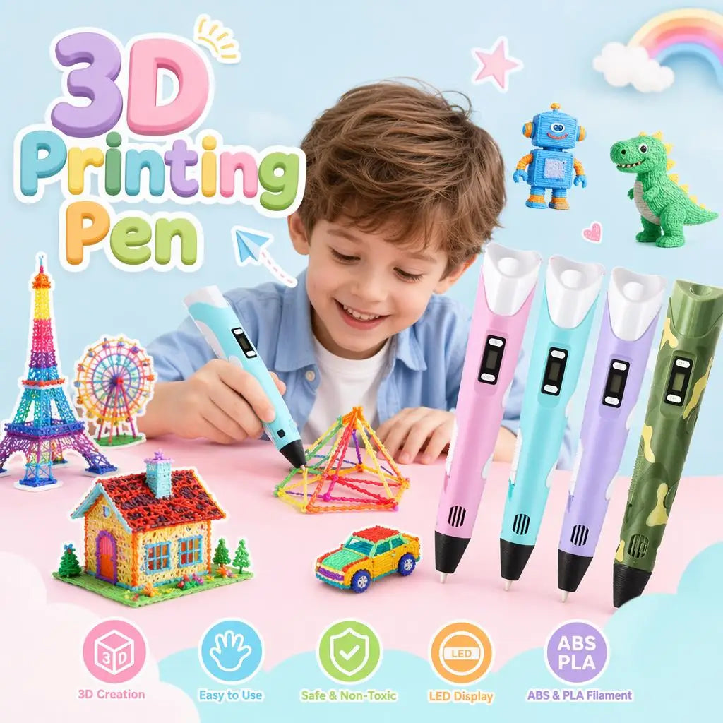 3D Printing Pen Kids PLA 40 Colors 1.75mm PLA Filaments Children 3D Doodle Pen DIY Drawing Pens Boys Girls Birthday Gifts Vue