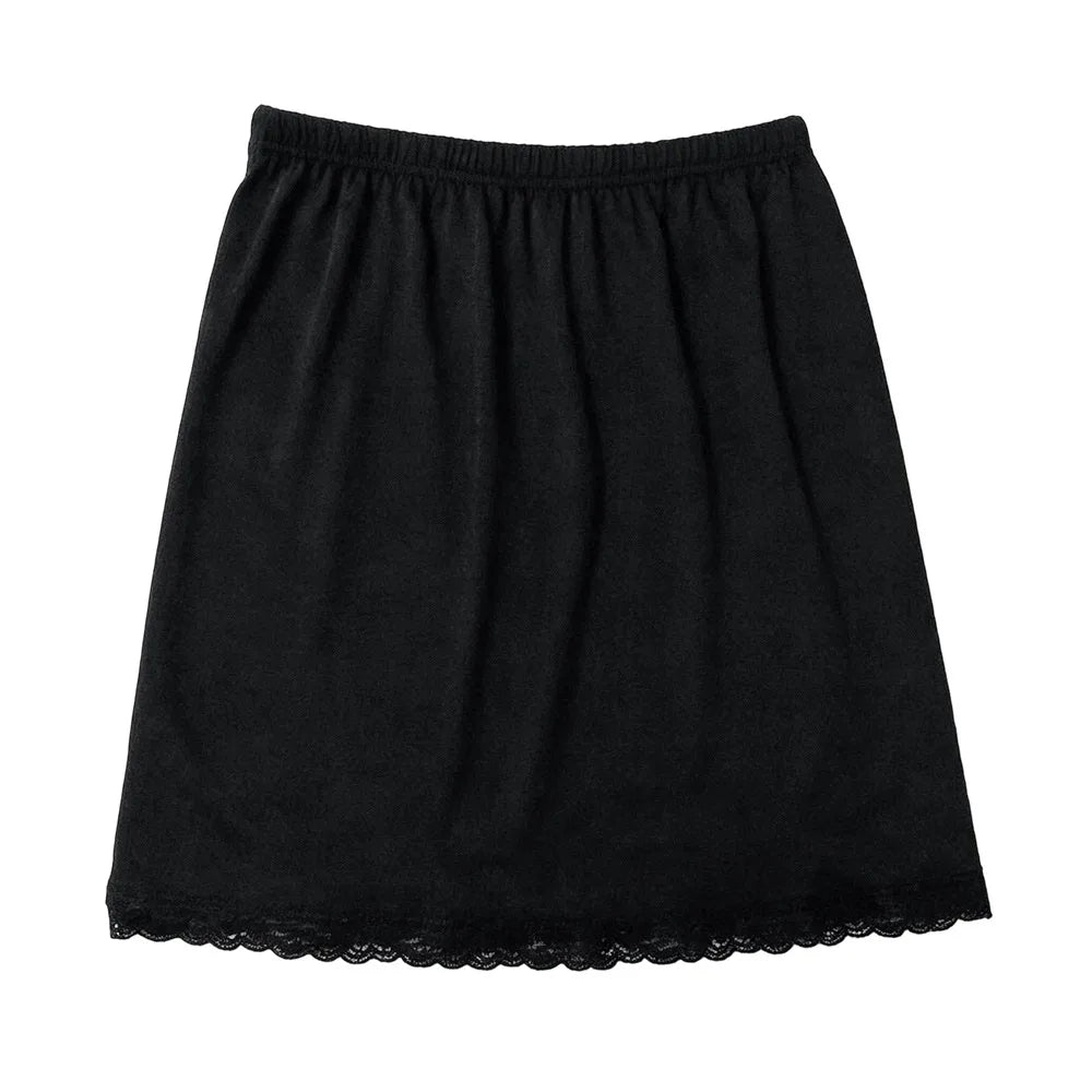 Lightweight Lace Inner Layer Slip Skirt Soft Loose Fit Women Vue One Size Black Lace 40cm