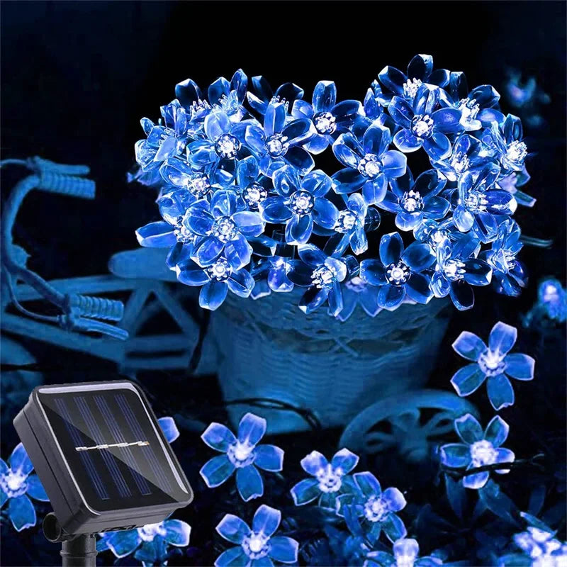Solar Cherry Garden Lights Outdoor Solar Flower Garlands String Lights Solar Outdoor Waterproof Christmas Decoration Lamp Vue