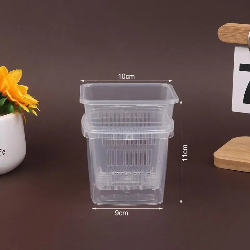 Self Watering Flowerpot Double-Layer Pots For Plants Nursery Pots With Holes Garden Automatic Absorbing Water Root Control Pots Vue Square 10cm