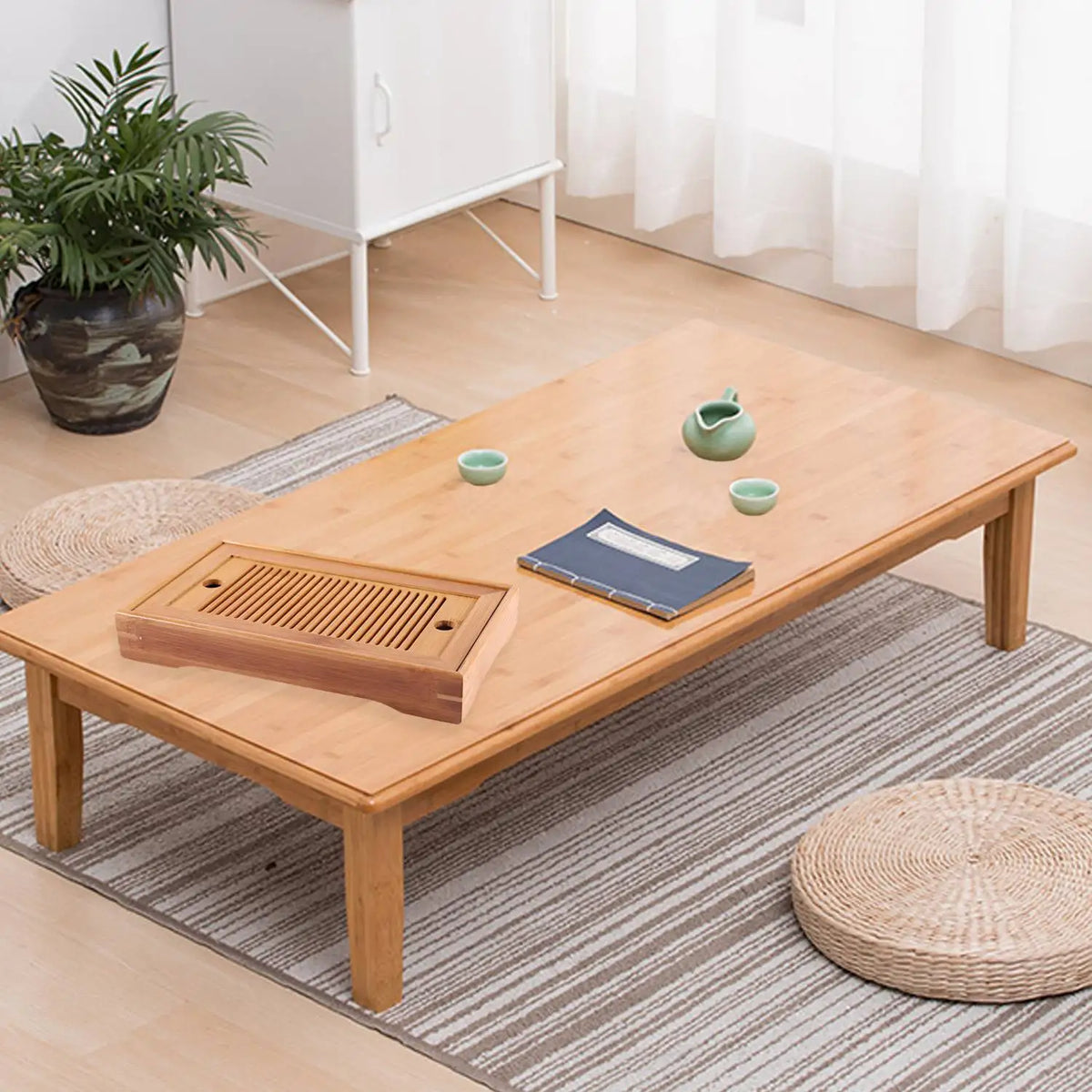 ABKW-2X Bamboo Tea Trays Kung Fu Tea Accessories Tea Tray Table With Drain Rack 25X14X3.5Cm Chinese Tea Serving Tray Set Vue Default Title