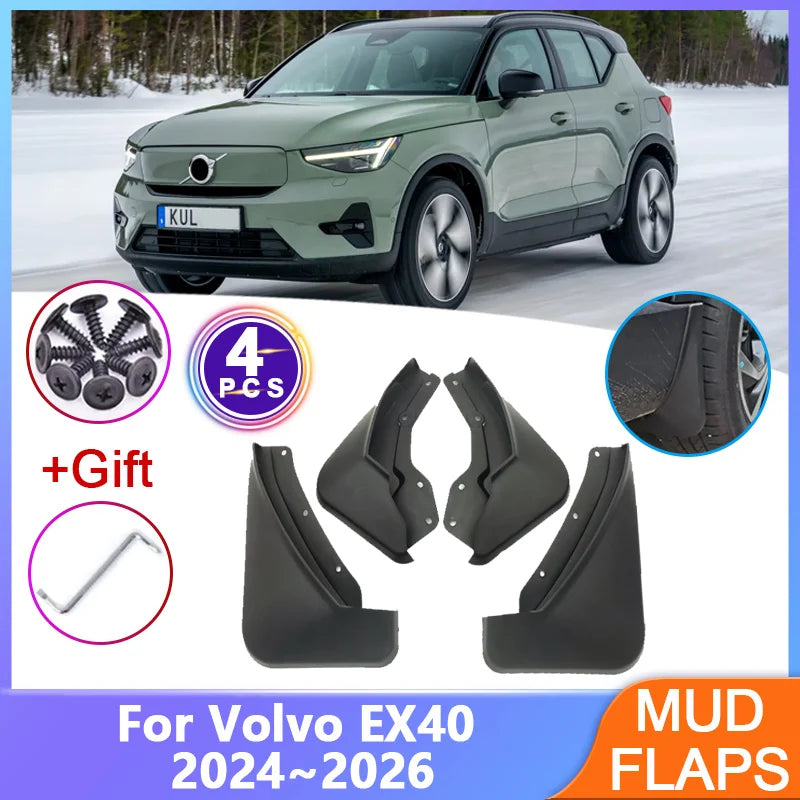 4PCS For Volvo EX40 Accessories 2024 2025 2026 Car Mudguard Mudflaps Anti-splash Mud Flap Mud Guard Wheel Fender Part Auto Tools Vue