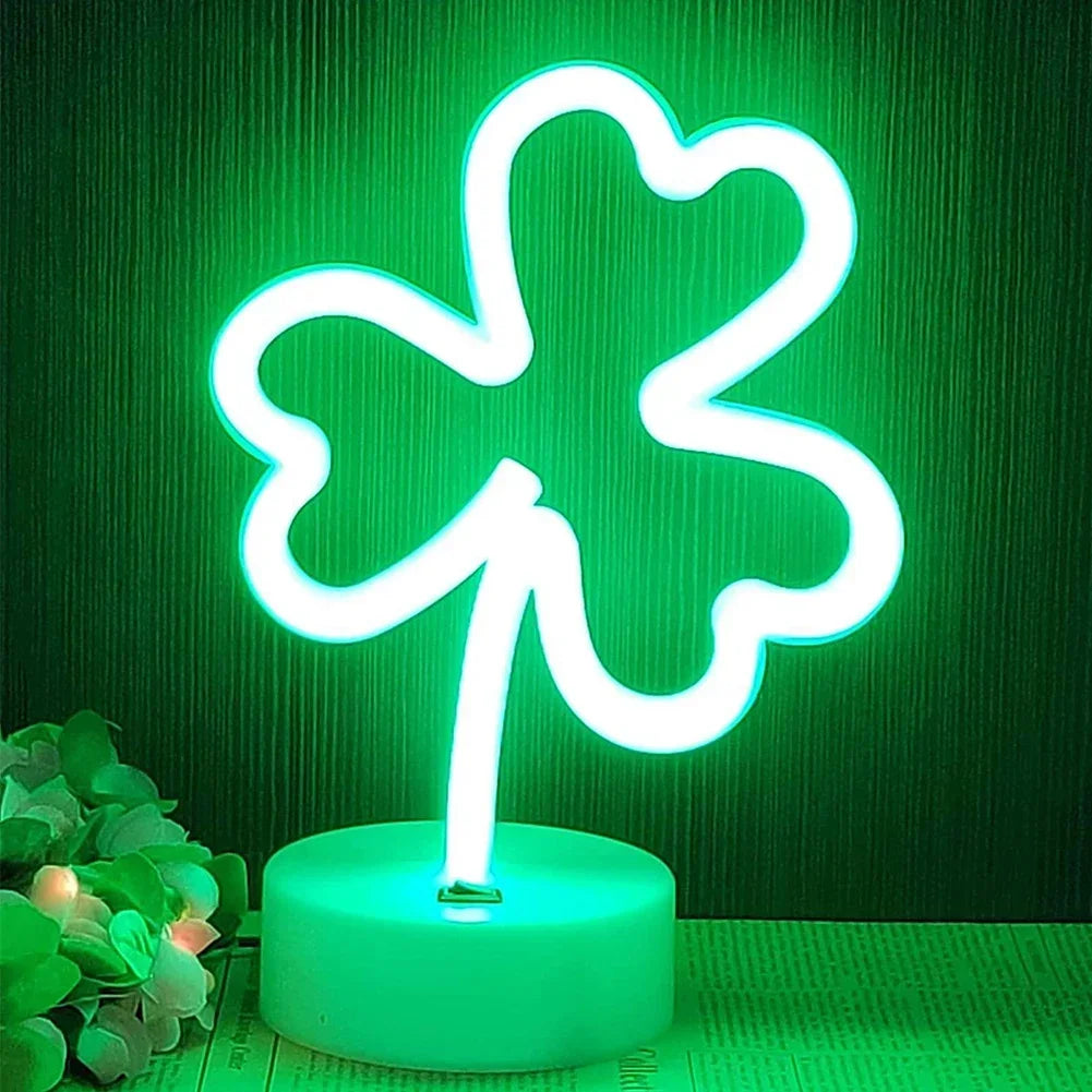 Room Decor Flamingo Clover Coconut Tree Cactus Neon Light Sign LED Night Light USB Or Battery Table Lamp For Home Decorations Vue