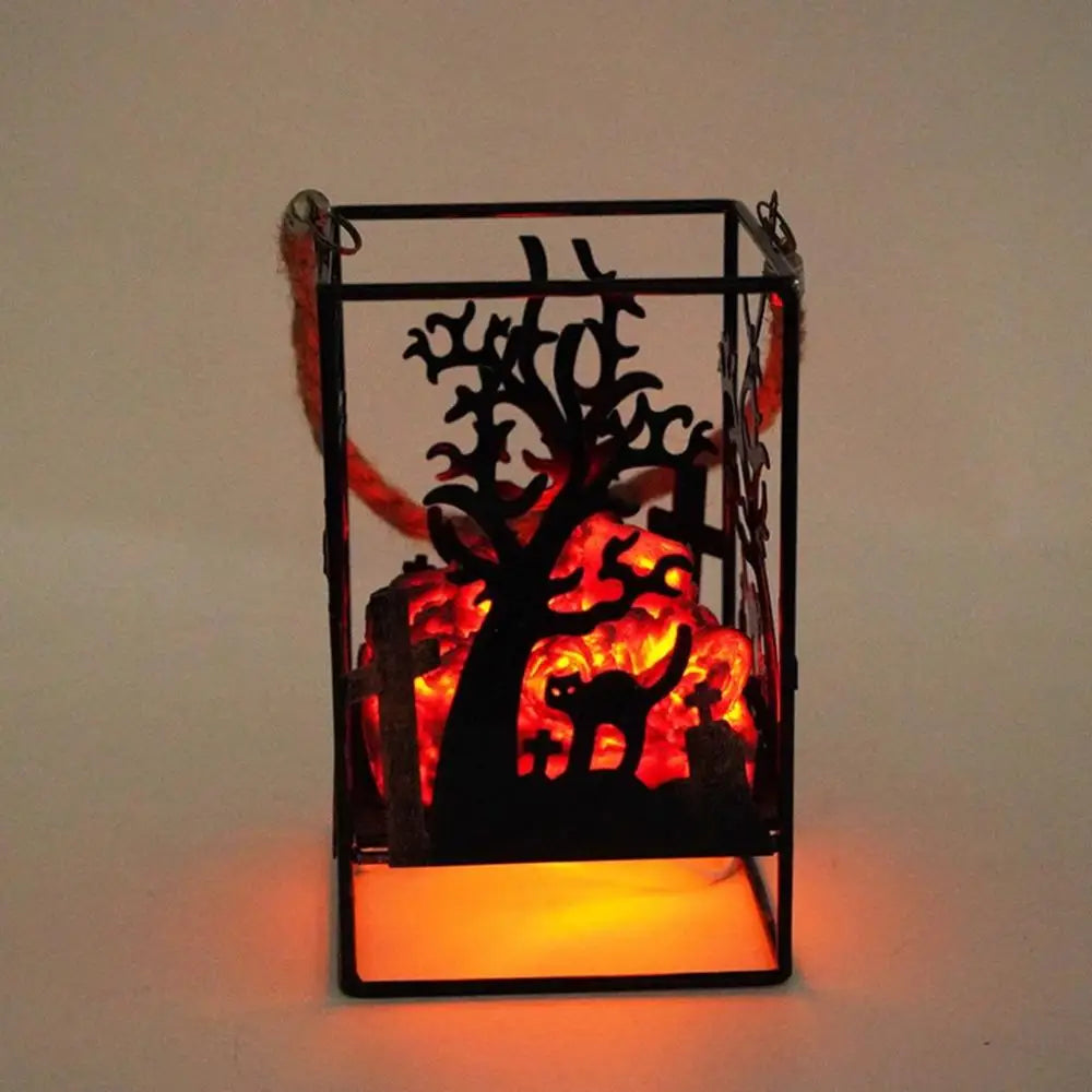 Style Burning Flame Table Ornaments Small Fireplace Charcoal Flame Lamp LED Light Halloween Decor Halloween Scene Props Vue