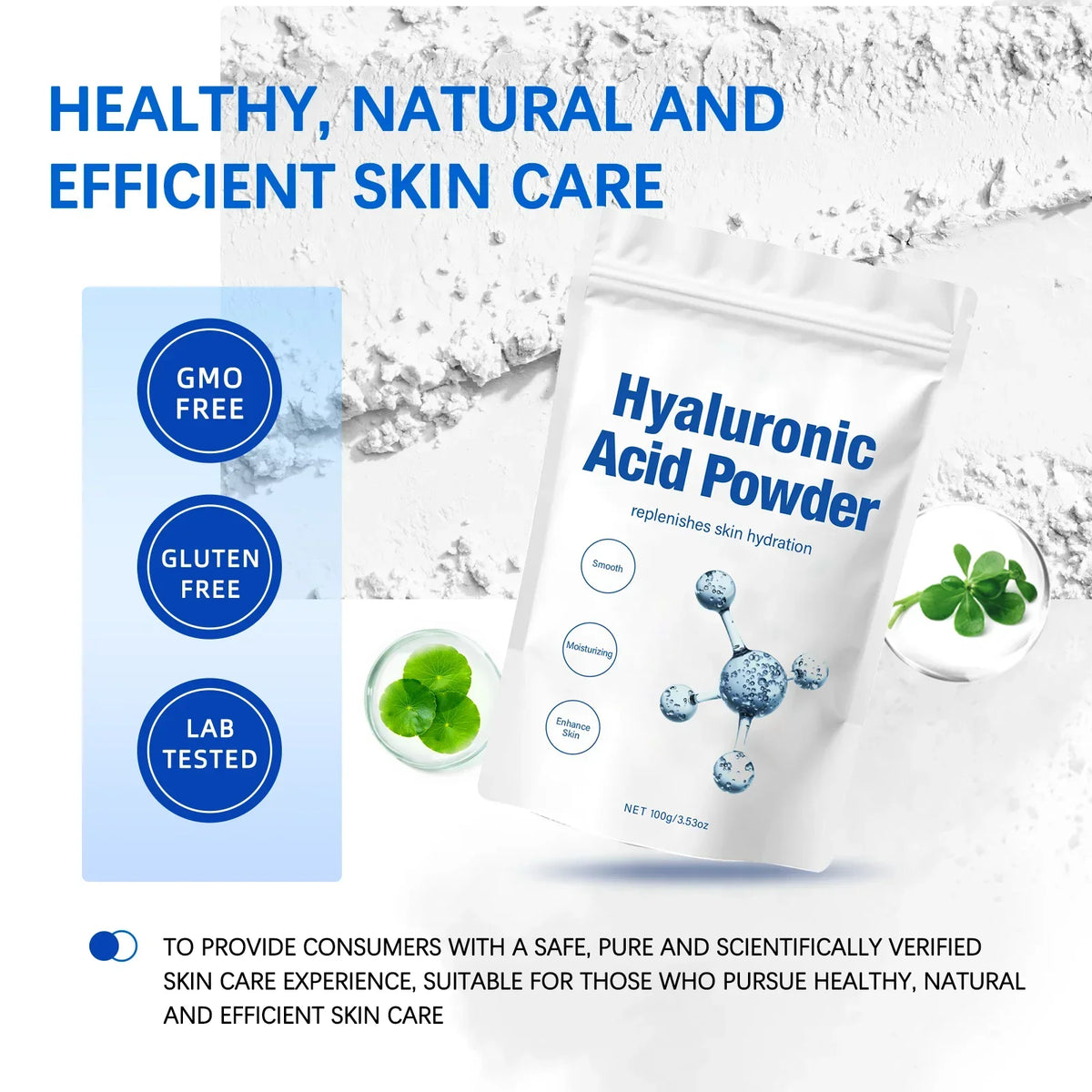 100g Hyaluronic Acid Mask Powder Hydration Fade Fine Line Wrinkle &Repair Skin Barrier for Collagen Boosting Skin Recitalization Vue