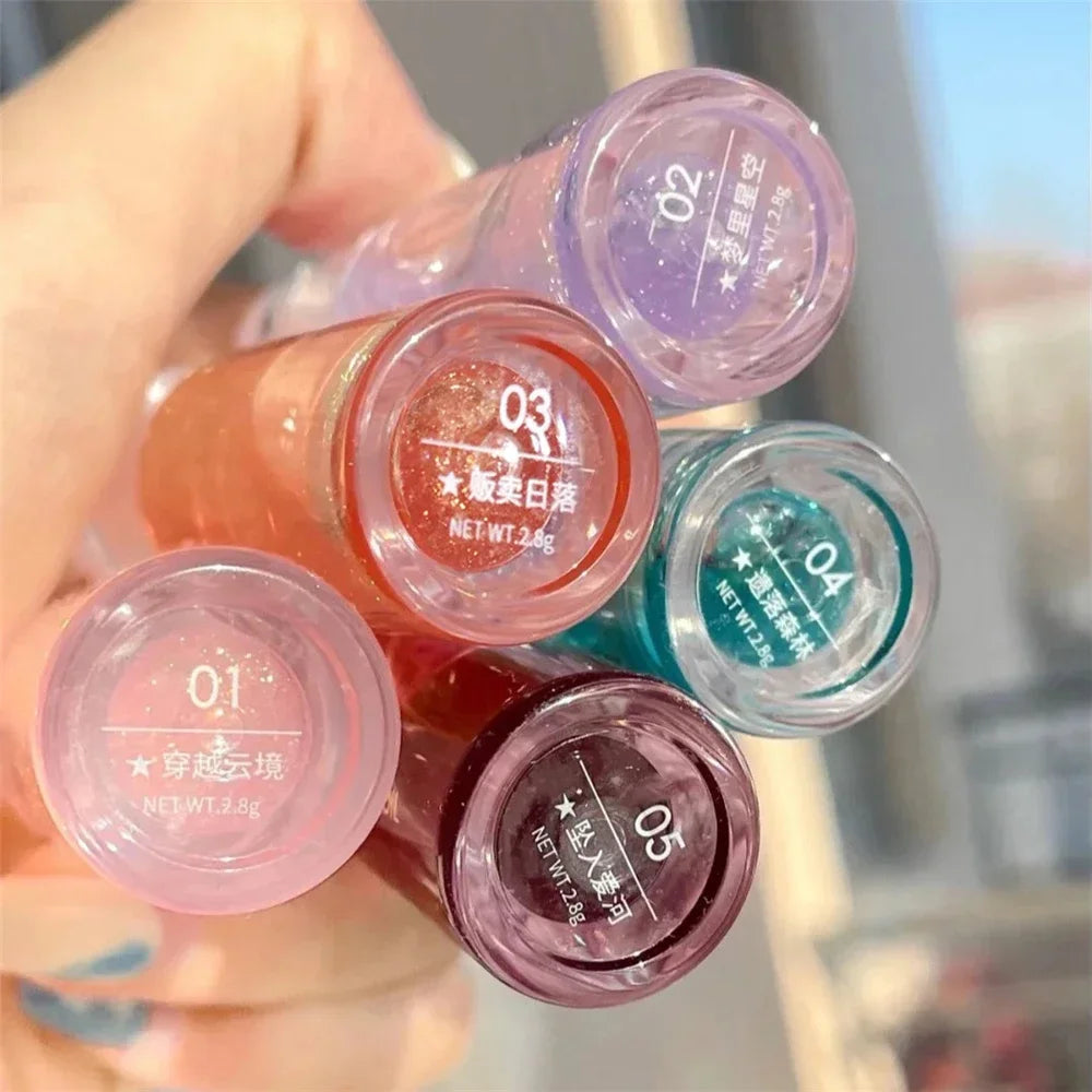 Transparent Crystal Jelly Lipgloss Shiny Clear Mirror Moisturizing Lip Balm Glitter Liquid Lipstick Lip Oil Fruit Taste Lip Tint Vue