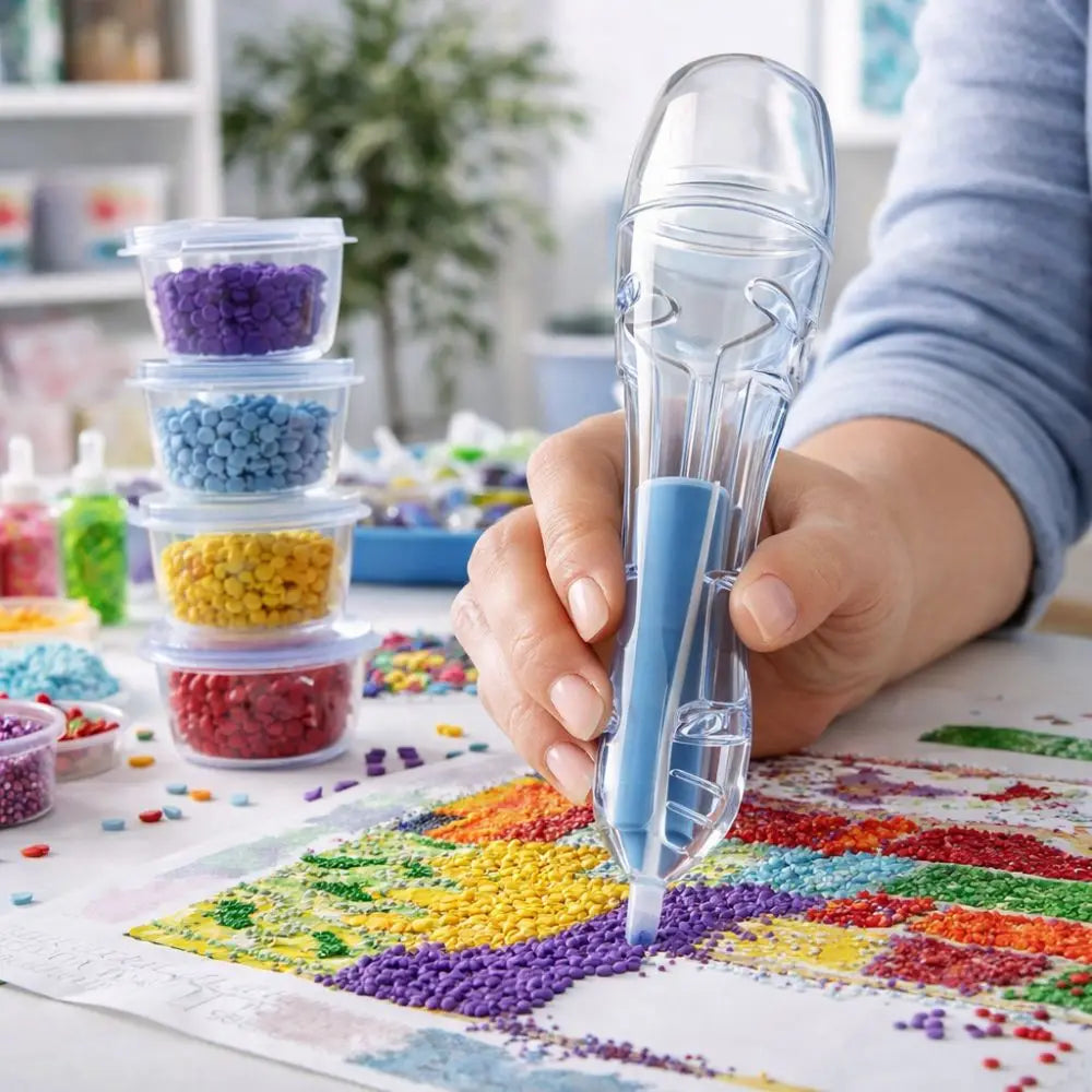 3D Pixel Puzzle Bead Positioning Pen Anti-slip with Bead Containers Fuse Beads Dispenser Jam-Free Educational Automatic Bead Pen Vue