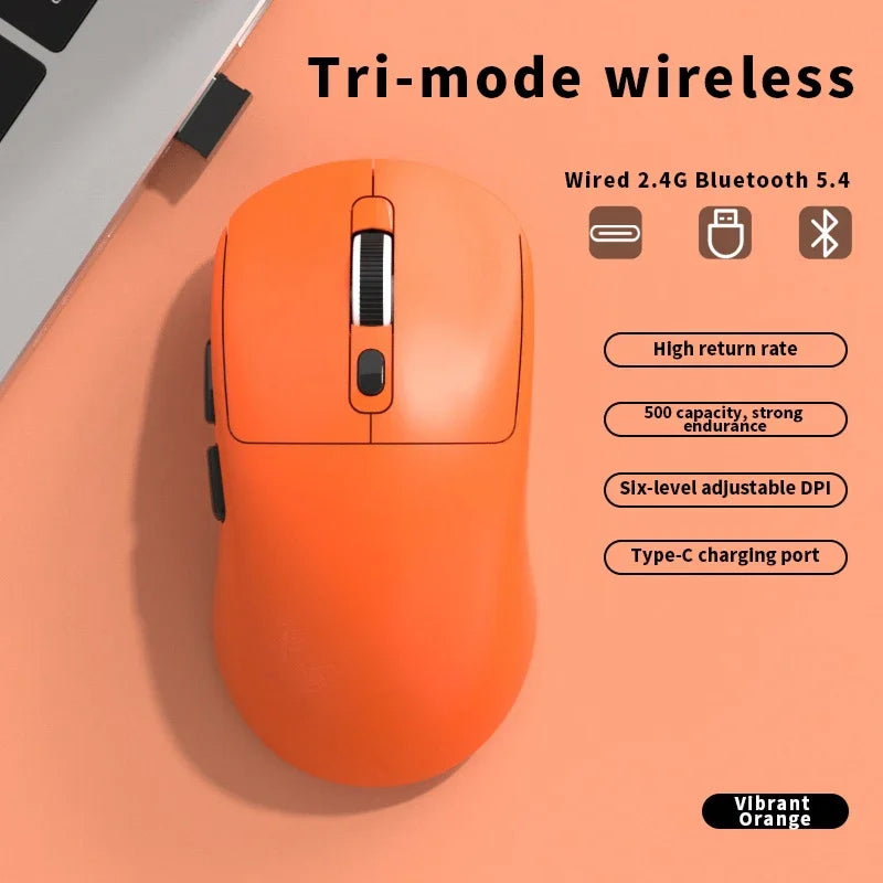 Lenovo Triple-mode Mouse Lightweight Rechargeable Portable Wireless Bluetooth Pc Smartphone Office Universal Gaming Mouse Vue Orange