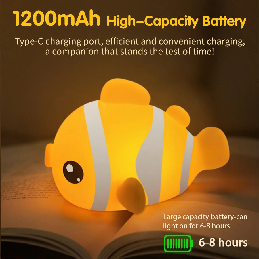 Cute Animal Led Night Light Bedroom Bedside Table Lamp for Nursery Toddler Kids Toy Birthday Gifs Silicone Rechargeable Portable Vue