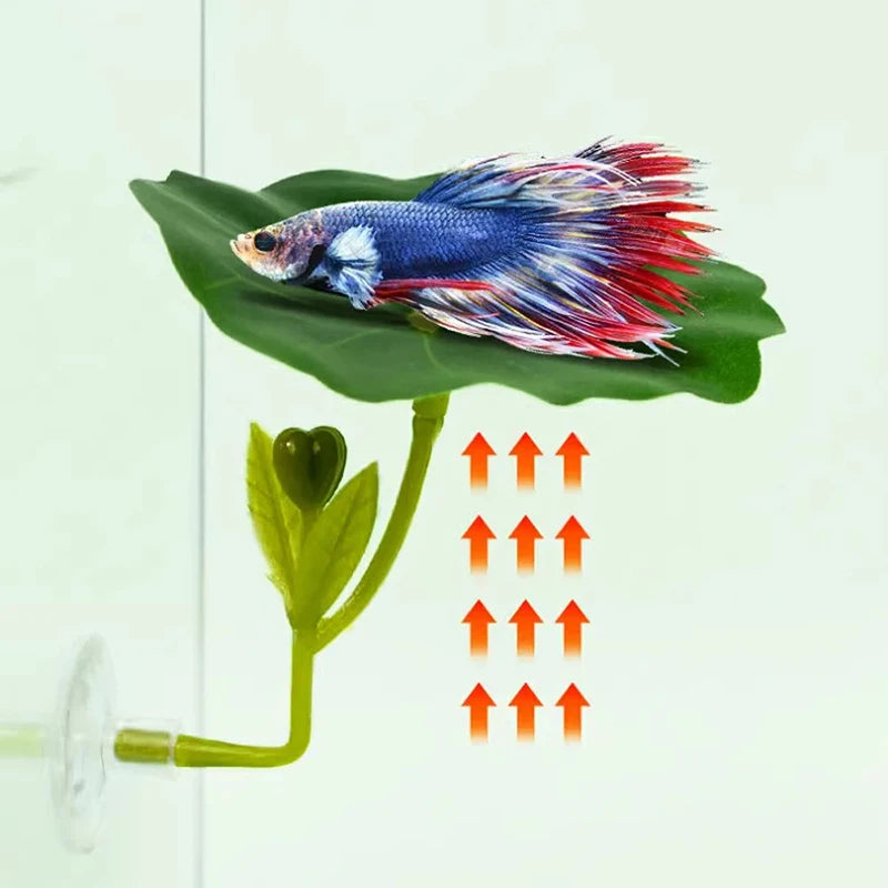 1 Pc Green Leaf Hammock For Betta Fish Stress-Reducing Aquarium-Safe Decor With Suction Cup For Fish Tank Fake Plants Decoration Vue