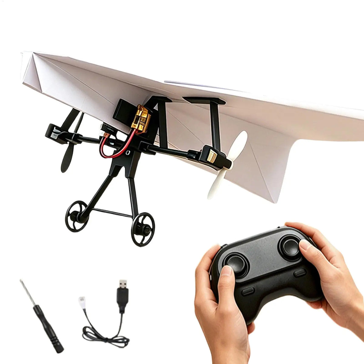 Outdoor Fun RC Paper Airplane Kit DIY Aircraft Electric Remote Control Plane for Boys Girls Backyard Park Beach Camping School Vue