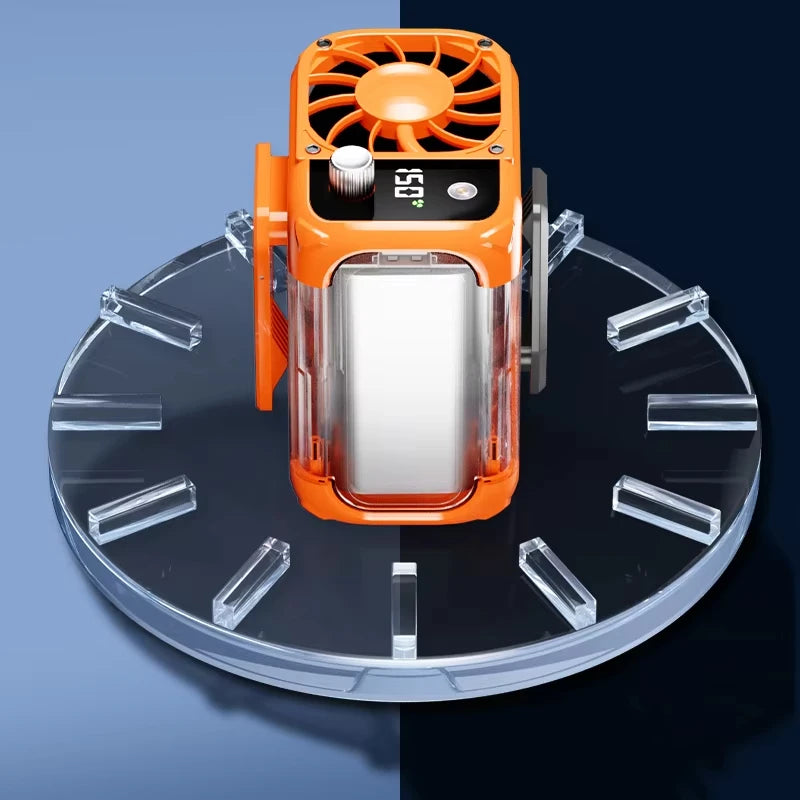 Mini high-speed waist fan, bladeless USB hanging neck fan, outdoor multifunctional mobile power lighting digital display fan Vue