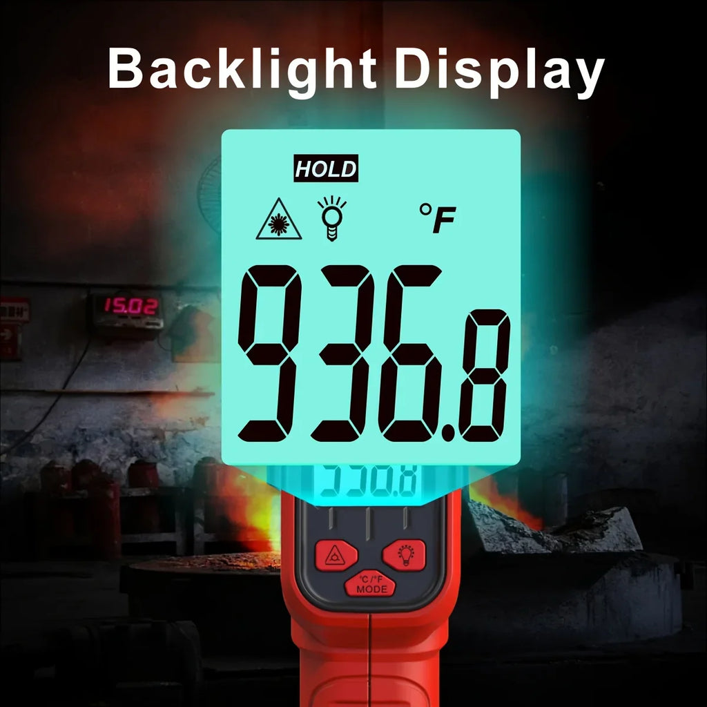 DT-530 Laser Temperature Gun -50°C to 530°C Adj Emissivity Backlit LCD Infrared Thermometer For Industrial/HVAC/Auto/Kitchen Vue