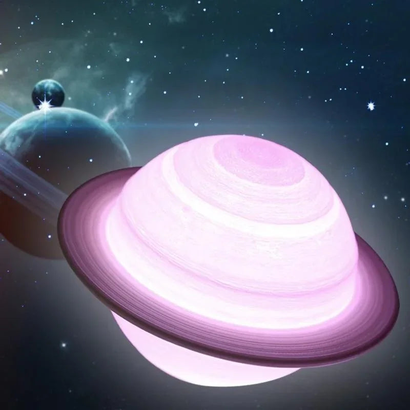 3D Printed Saturn LED Night Light – 16 Colors Remote & Touch LED Night Light Vue