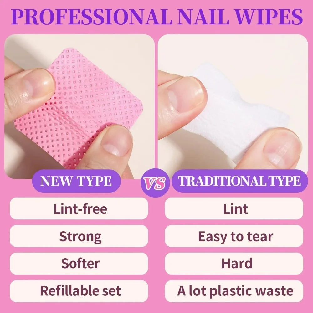 Lint Free Nail Wipes 50Pcs Eyelash Extension Glue Wipes Cleaner Cloth Non-Woven Fabric Nail Gel Polish Remover Cotton Pads Vue