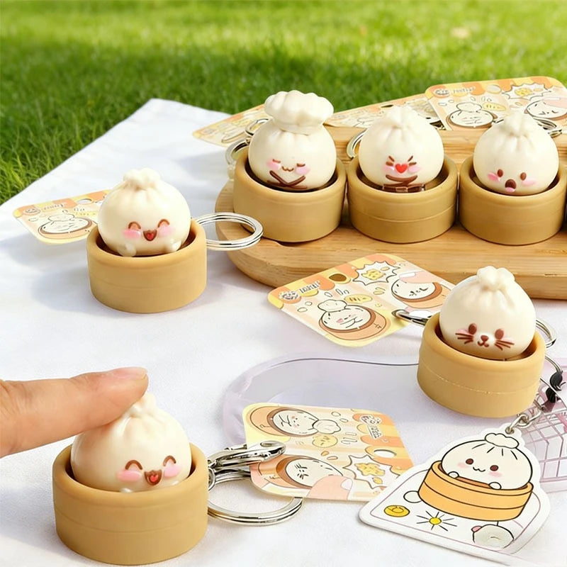 1-20PCS Creative Steamed Bun Keychain Decompression Fidget Dumpling Pendant Bag Charm Stress Relief Gift for Adults Vue