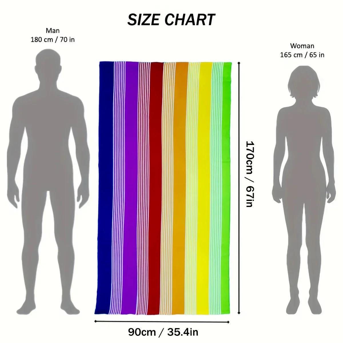 Oversized Beach Towel 280g/㎡ Microfiber, Rainbow Quick-Dry for Pool Travel, Tropical Design, Fade-Resistant & Washable Vue