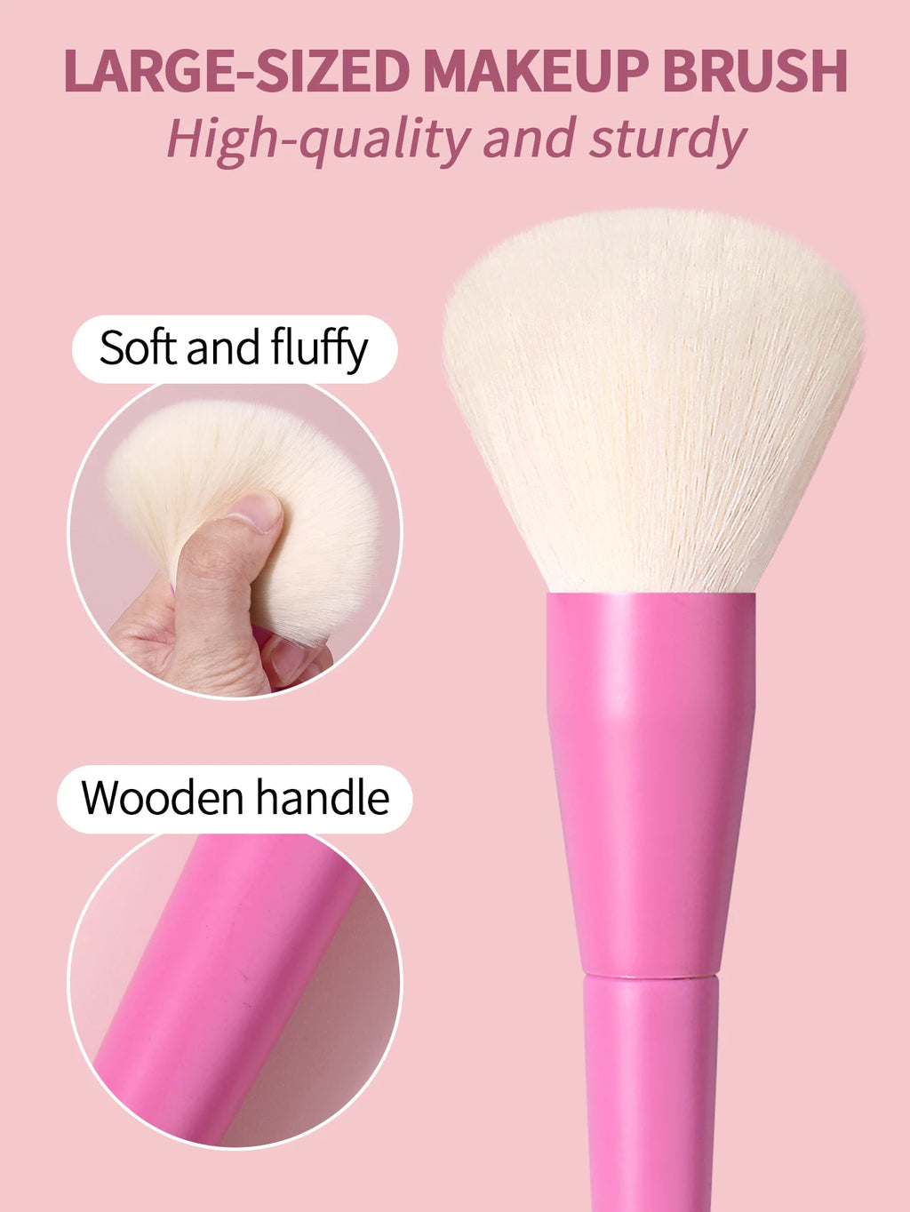 2Pcs Pink Makeup Brush Kit, Loose Powder Blush Brush & Double Ended Eyebrow Brush, Soft Cosmetic Brushes for Face & Eye Makeup Vue